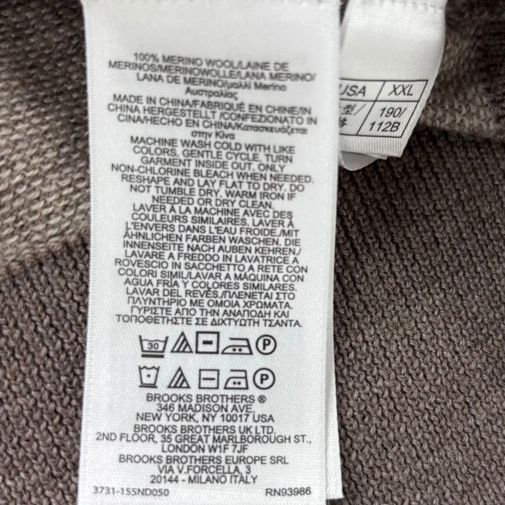Brooks Brothers Mens Quarter Zip Sweater XXL‎ Merino Wool Tan Quiet Luxury Basic